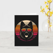 Coole Duitse Herdershond Retro Zonsondergang Kunst Kaart (Gele Bloem)