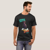Coole Duitse Staande Hond die surft T-shirt (Voorkant volledig)