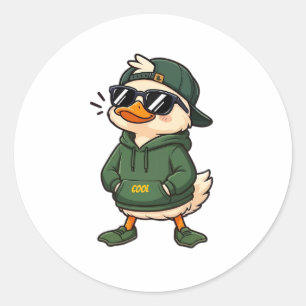 Coole Eend in Hoodie Ronde Sticker
