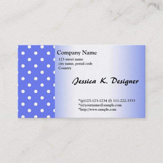 coole , eenvoudige , elegante blue poka stips busi visitekaartje (Voorkant)