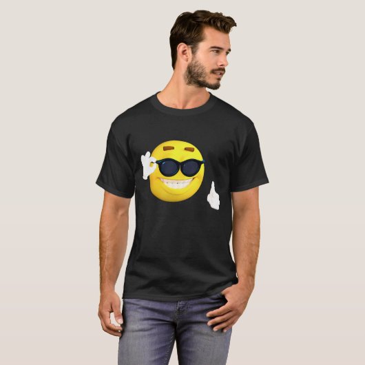COOLE EMOJI T-shirts, met zonnebril T-shirt (Voorkant volledig)