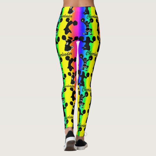 COOLE EN KLEURRIJKE REGENBOOG CHEERLEADER LEGGINGS (Achterkant)