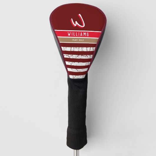 coole en moderne, donkere RED-gestreepte golfafdek Golfheadcover (Voorkant)