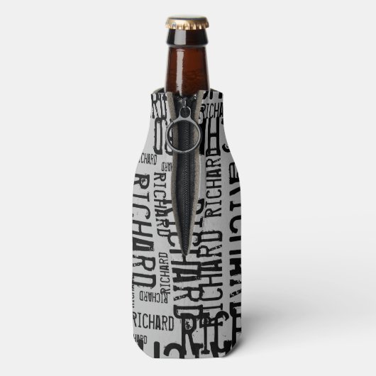coole en moderne grijze/zwarte-naamtypografie flesjeskoeler (Fles Achterkant)