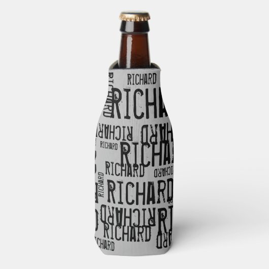 coole en moderne grijze/zwarte-naamtypografie flesjeskoeler (Fles Voorkant)