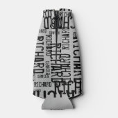 coole en moderne grijze/zwarte-naamtypografie flesjeskoeler (Achterkant)