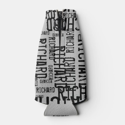 coole en moderne grijze/zwarte-naamtypografie flesjeskoeler (Achterkant)