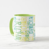 coole en moderne groene typografische naam mok (Voorkant links)