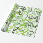 coole en moderne kalkgroene naam, typografie cadeaupapier (Uitgerold)