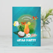 Coole Exotische Afstudeerfeest Kaart (Staand voorkant)