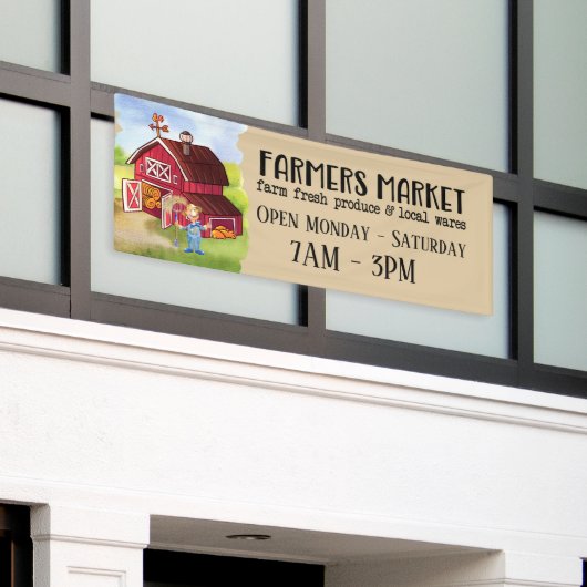 coole Farmers Market voegt tekst toe Spandoek (Buitenkant Gebouw)