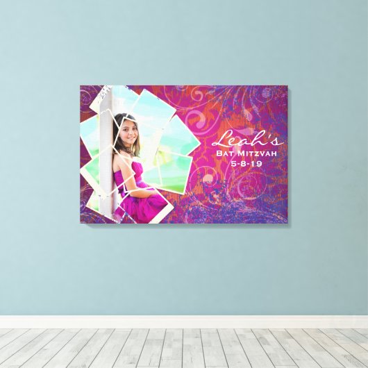 COOLE FOTO COLLAGE Bat Mitzvah Sign In Board Canvas Afdruk (Insitu (Houten vloer))