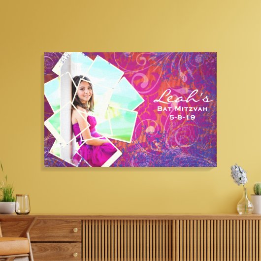 COOLE FOTO COLLAGE Bat Mitzvah Sign In Board Canvas Afdruk (Insitu (Woonkamer))