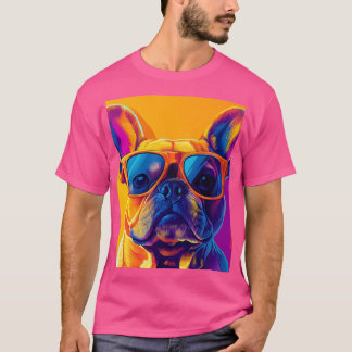 Coole Franse buldog hond met zonnebril T-shirt