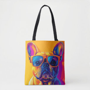 Coole Franse buldog met zonnebril Tote Bag
