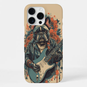 Coole Franse Bulldog Gitarist Rockmuziek Fan iPhone 16 Pro Max Hoesje