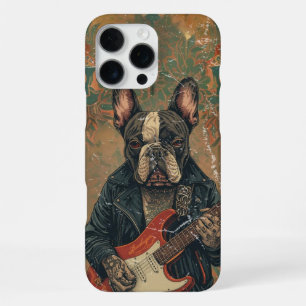 Coole Franse Bulldog Gitarist Rockmuziek Liefhebbe iPhone 16 Pro Max Hoesje