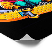 Coole funky skunk skateboarden illustratie kunst 1 poster (Hoek)