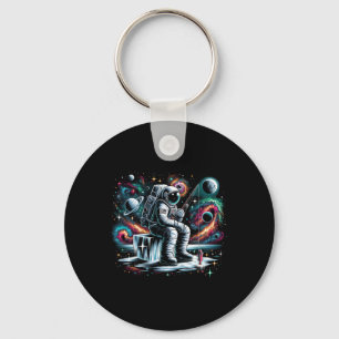Coole Galaxy Ijs Visser Astronaut Op Ijs Vissen Sleutelhanger
