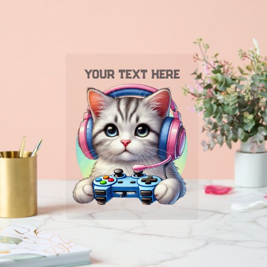 Coole Gamer voeg tekst kat toe Acryl Bord (Huwelijk)