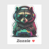 Coole Gamer Wasbeer — Koptelefoon en Controller Sticker (Vel)