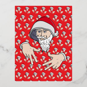 Coole Gangsta Hip Hop Hand Rap Kerstman Folie Feestdagen Briefkaart