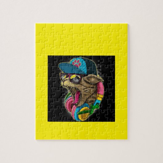 coole gangster die kat rappelt. legpuzzel (Verticaal)