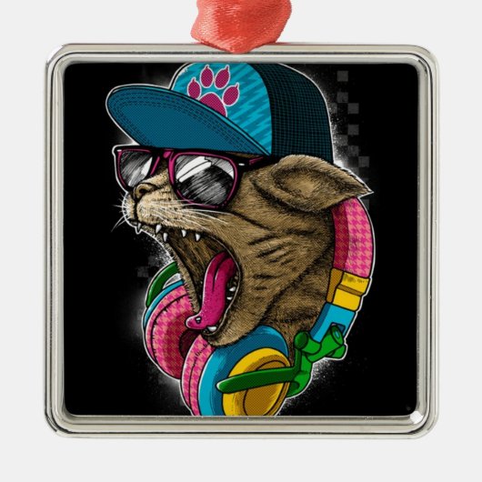 coole gangster die kat rappelt. metalen ornament (Voorkant)