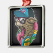 coole gangster die kat rappelt. metalen ornament (Links)