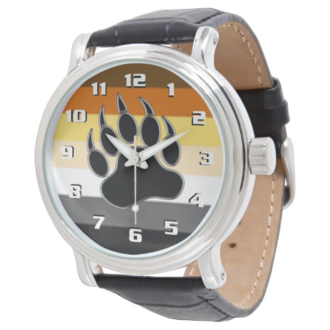 Coole Gay Bear Pride Vlag Beer Poot Horloge (Gekanteld)