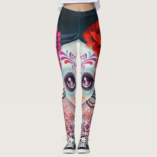 Coole gedessineerde ontwerper leggings (Voorkant)