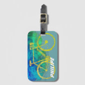 coole gele fiets grafische kunst bagagelabel (Voorkant (verticaal))