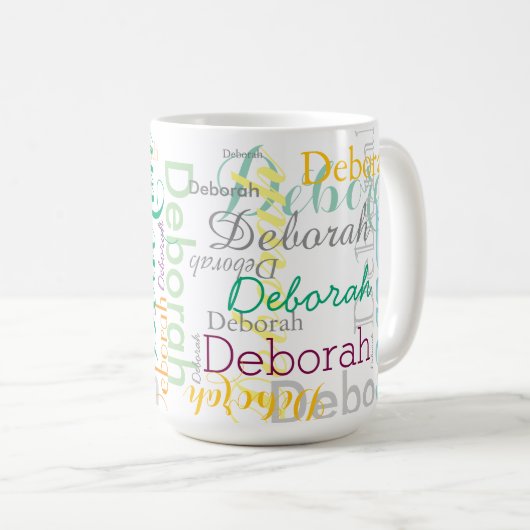 Coole Gepersonaliseerde Naam Typografie Koffiemok (Voorkant rechts)