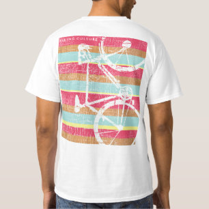 coole, gestreept, fietscultuur, grafische fiets t-shirt