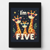 Coole Giraffe 5e Verjaardagsfeestje 5 Jaar Oude Pe Fotoplaat (voorkant)