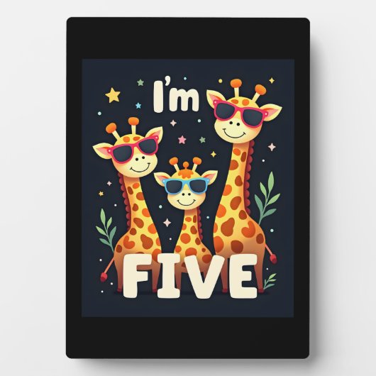 Coole Giraffe 5e Verjaardagsfeestje 5 Jaar Oude Pe Fotoplaat (voorkant)