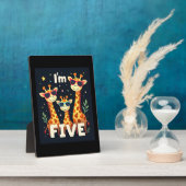 Coole Giraffe 5e Verjaardagsfeestje 5 Jaar Oude Pe Fotoplaat (Zijkant)