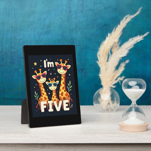 Coole Giraffe 5e Verjaardagsfeestje 5 Jaar Oude Pe Fotoplaat (Zijkant)