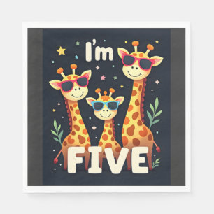 Coole Giraffe 5e Verjaardagsfeestje 5 Jaar Oude Pe Servet
