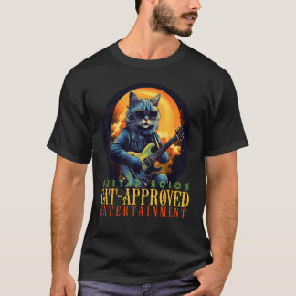 Coole Gitaar Soloïst Kat voor Rock'n Roll Muziek L T-shirt
