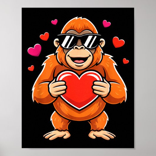 Coole gorilla die hart vasthoudt valentijn aap jon poster (Voorkant)