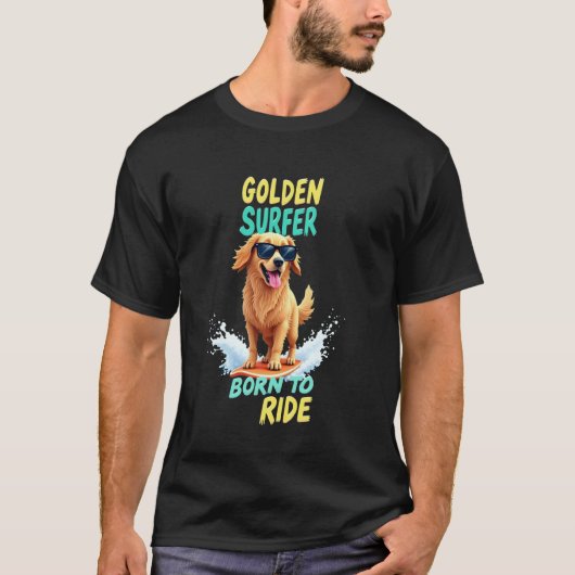 Coole Goud Retriever Surfhond T-shirt (Voorkant)