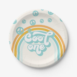 Coole gozer retro jongen 1e verjaardag papieren bordje