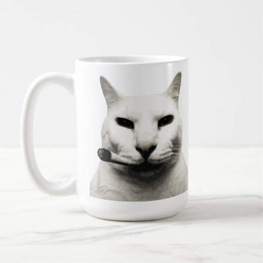 Coole Grappige Kat Meme Rokt Sigaret Koffiemok (Links)