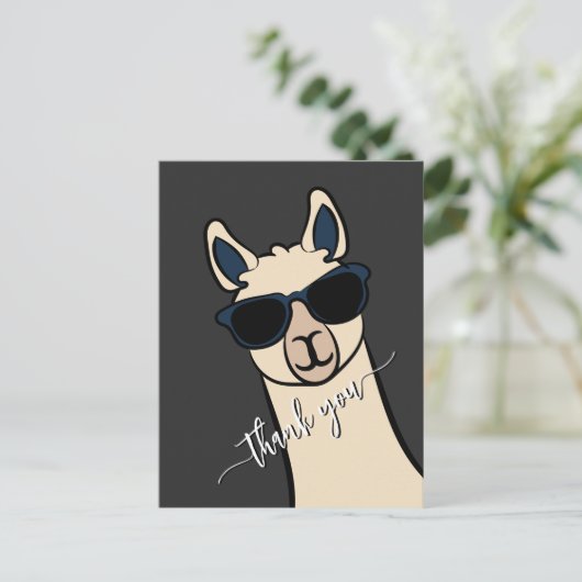Coole grappige lama met zonnebril alpaca dank je w briefkaart (Staand voorkant)