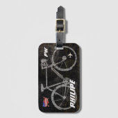 coole grijze fietsenreis bagagelabel (Voorkant (verticaal))