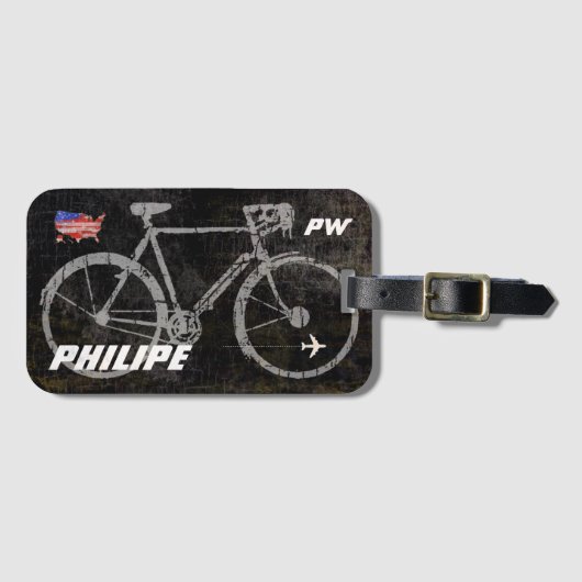coole grijze fietsenreis bagagelabel (Voorkant (horizontaal))