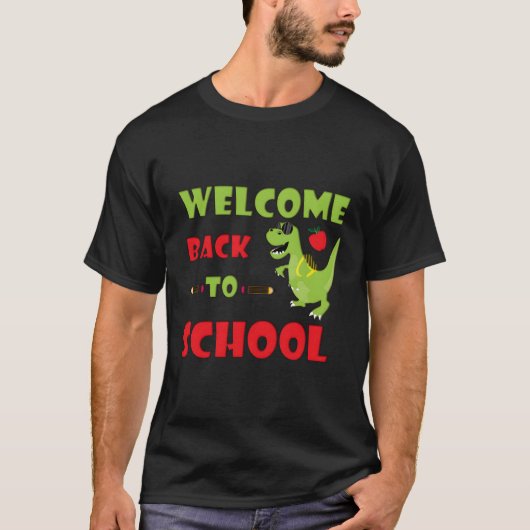 Coole groene dinosaurus Dino terug naar school soo T-shirt (Voorkant)