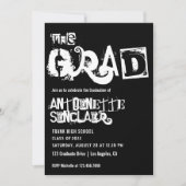 Coole Grunge Typografie Afstudeerfeest Uitnodiging (Voorkant)