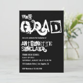Coole Grunge Typografie Afstudeerfeest Uitnodiging (Staand voorkant)